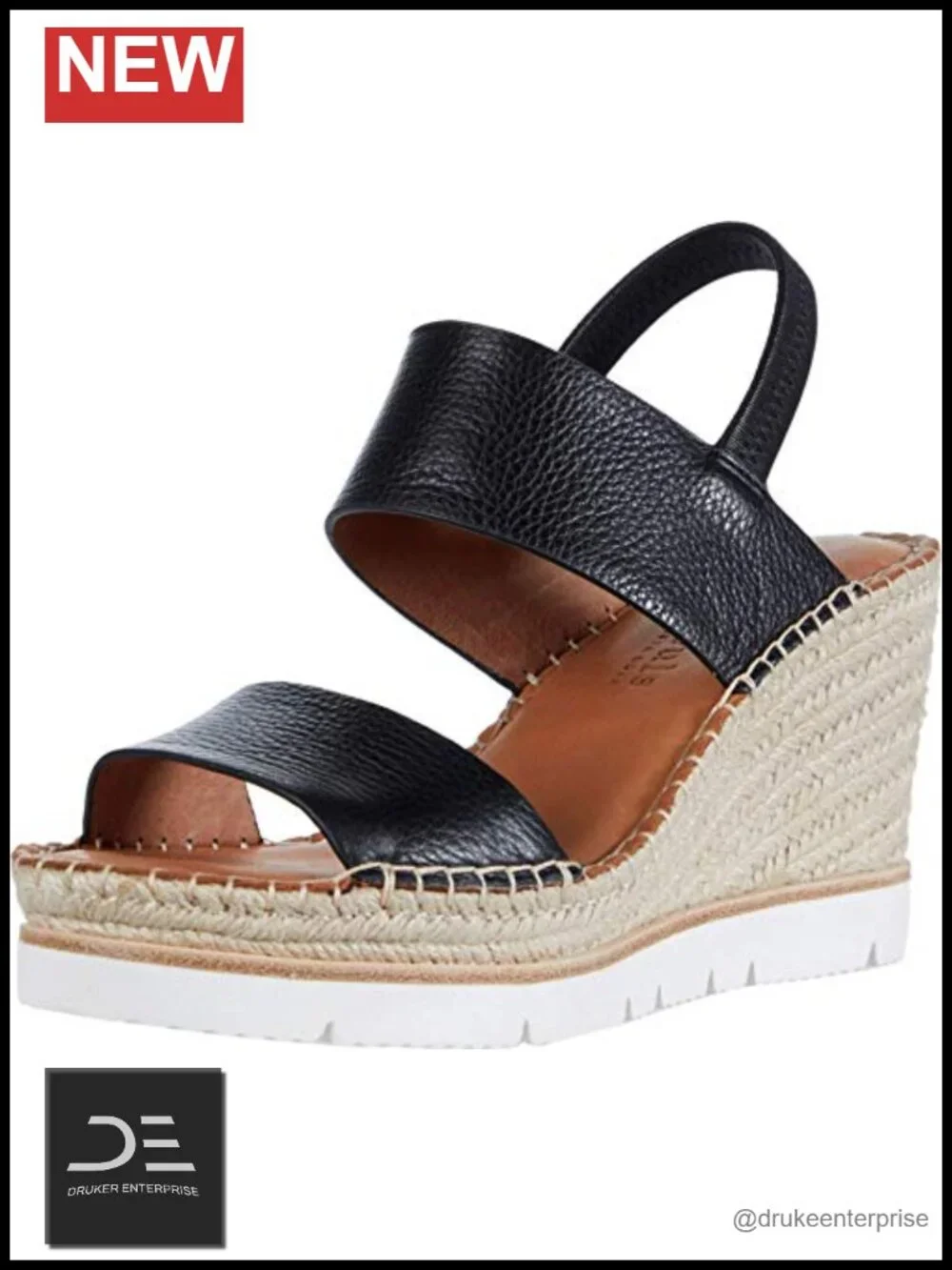 Women's Two Band Espadrille Wedge Sandals with Slingback Ankle Strap